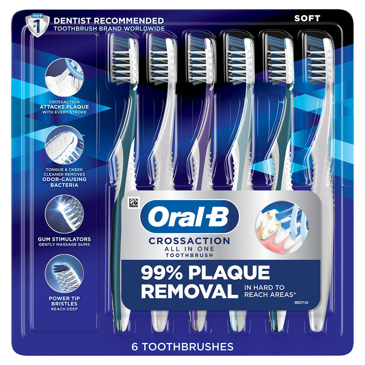 Oral-B Cross Action All-In-One Toothbrushes 6 Count