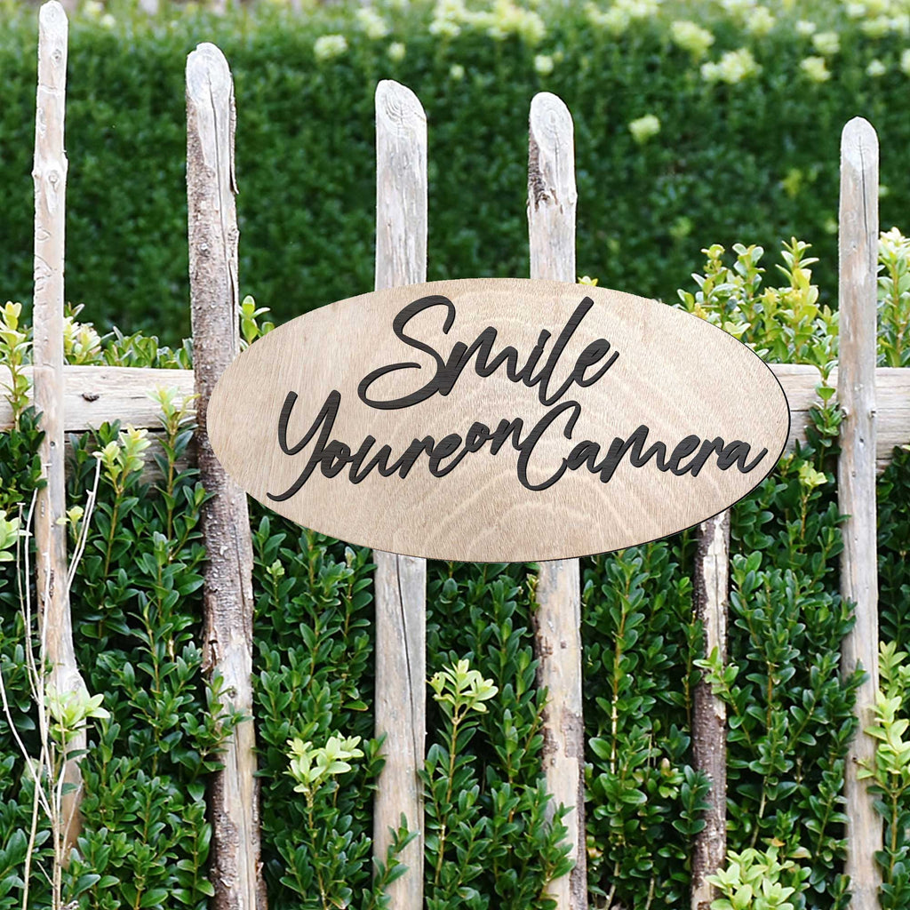 Smile You Are on Camera sign, Business sign, Made in the USA sign, Made from wood, Security camera sign - 320339