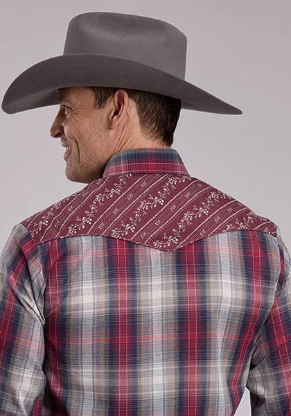 Roper 3117 Plaid (Grey/Red) - Men's Western Shirt