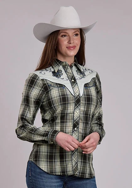 Roper 3276 Plaid (Black/White) - Women's Western Shirt