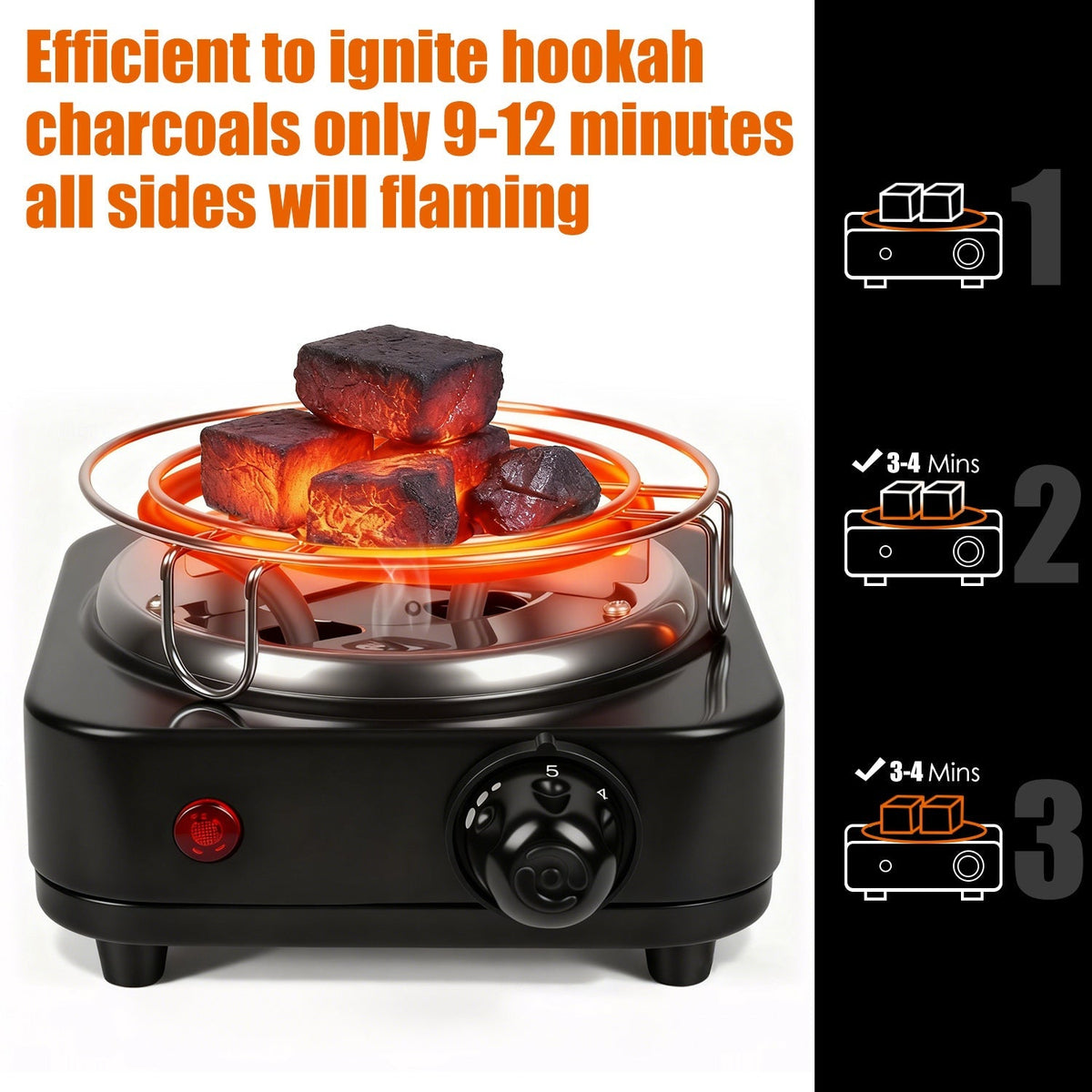 500W Electric Charcoal Burner – Hookah Coal Heater with Grill & Tongs