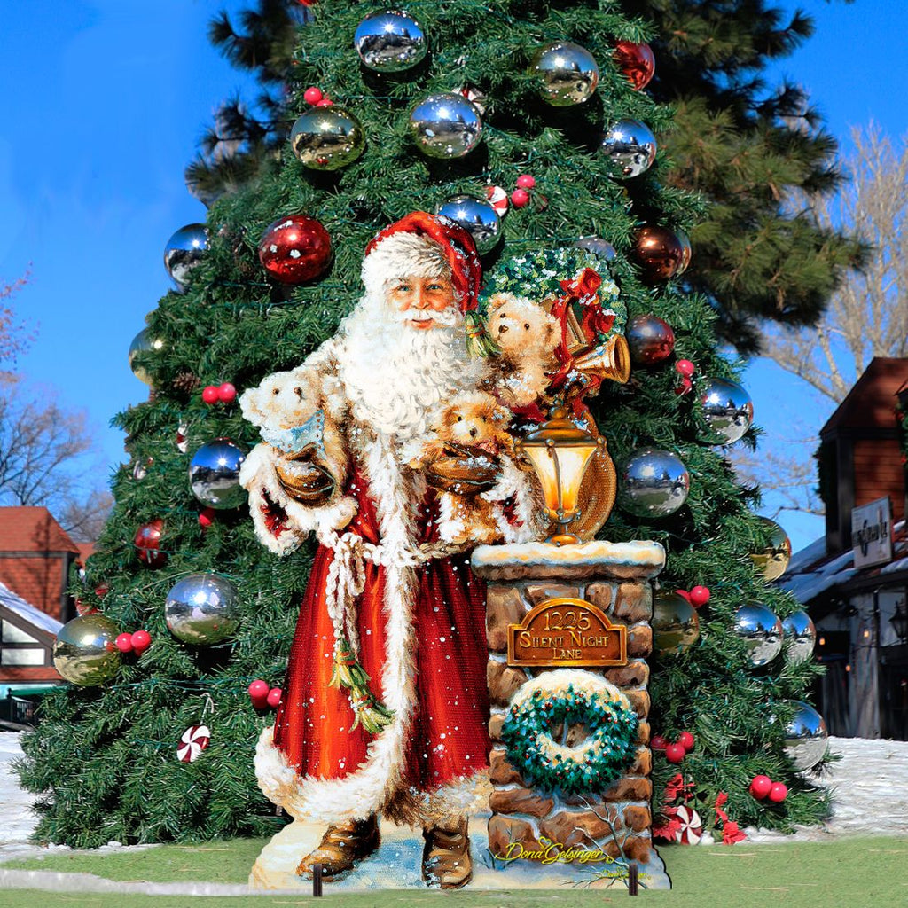 Silent Night Santa Christmas Outdoor Yard Sign by D. Gelsinger - Christmas Santa Snowman Decor - 8461013F-1315
