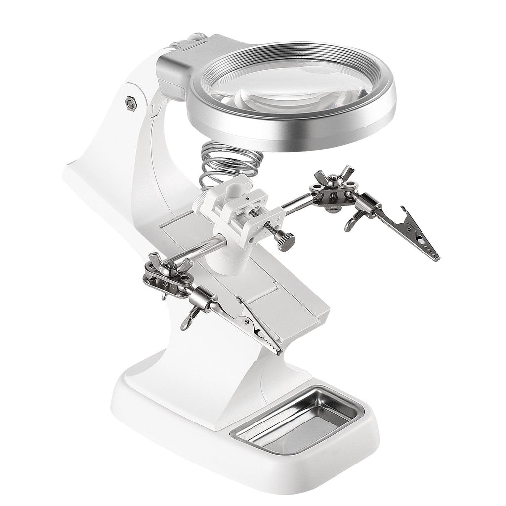 LED Light Helping Hands Magnifying Glass 3X/4.5X w/ 360¡Adjust Third Hand Soldering Vise