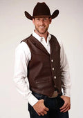 Roper Cow Nappa (Brown) - Men's Leather Vest