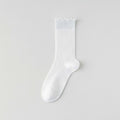 Womens Socks Solid Color Mid-calf Length Summer Thin Style Pure Cotton