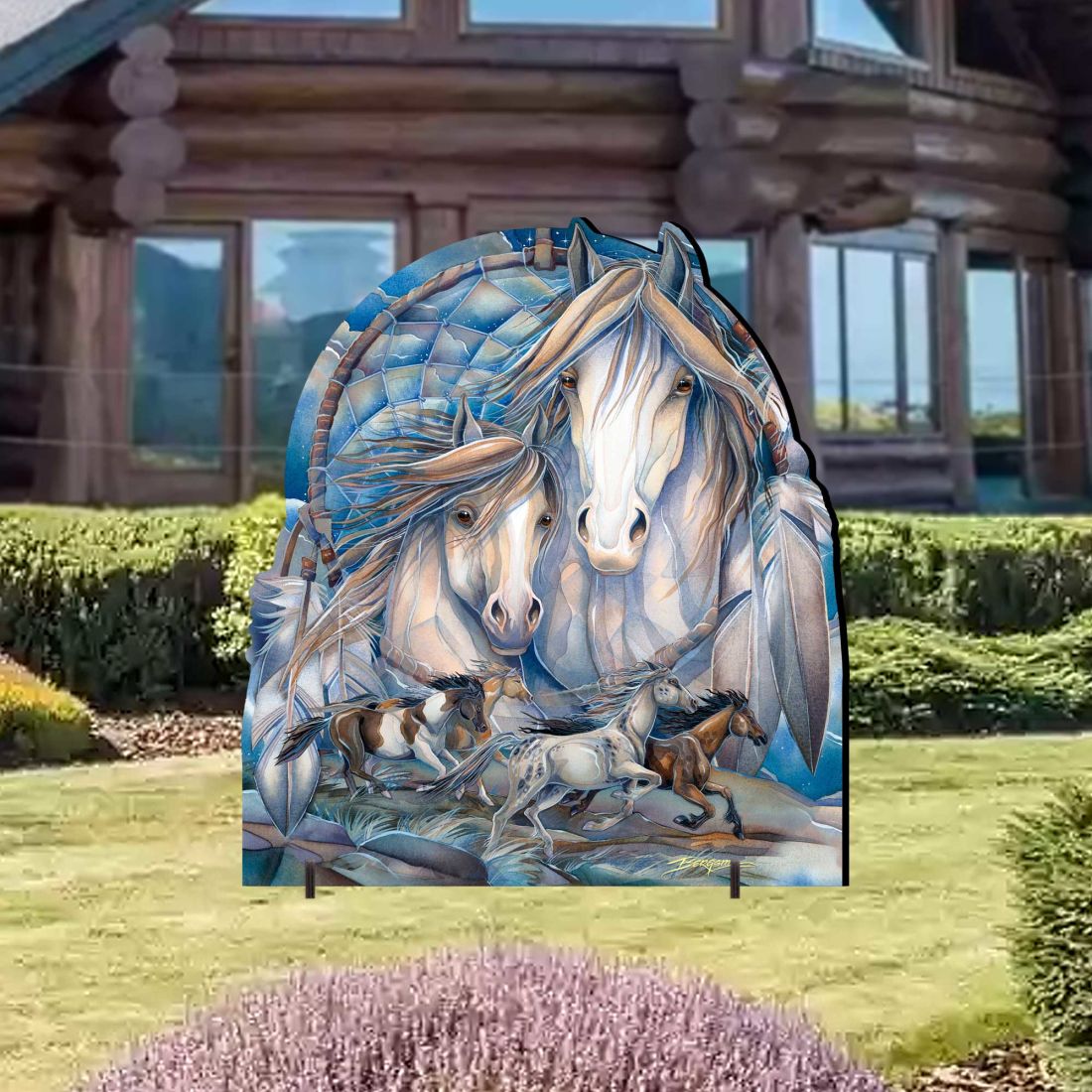 Mustangs Dream Catcher Journey Wildlife Outdoor Decor by J. Bergsma - Wildlife Holiday Decor - 8591637F-JB