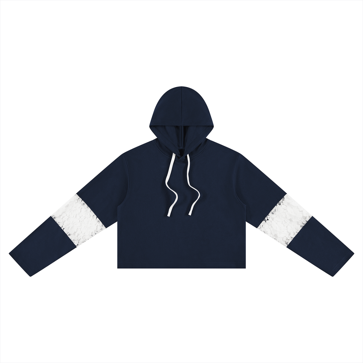Loki & Ivy Women’s Cropped Lace-Panel Hoodie