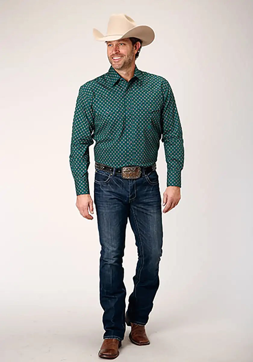 Roper Forest Cross Walk Foulard (Blue) - Men's Western Shirt
