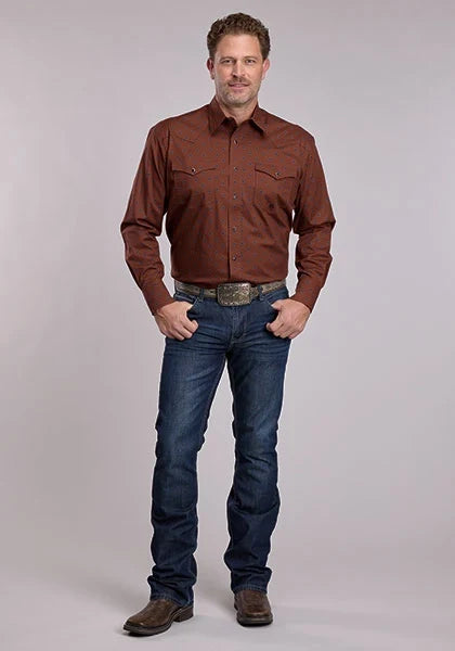 Roper 3090 Stretch Poplin (Rust) - Men's Western Shirt