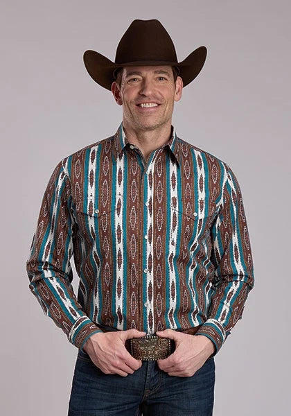 Roper 3176 Vintage Stripe (Brown) - Men's Western Shirt