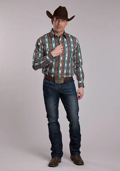 Roper 3176 Vintage Stripe (Brown) - Men's Western Shirt