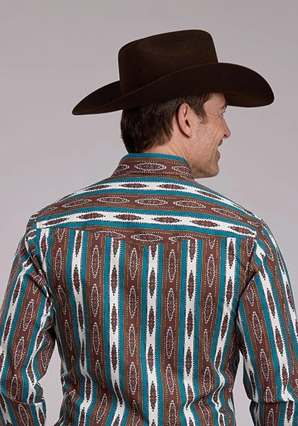 Roper 3176 Vintage Stripe (Brown) - Men's Western Shirt