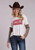 Roper 3131 Cowgirl Print (White) - Women's Double Long Sleeve Shirt