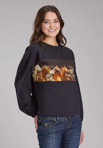 Roper 2341 Open Stables (Black) - Women's Pullover Sweatshirt