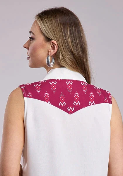 Roper 2849 Ikat Yoke (Red) - Women's Sleeveless Shirt
