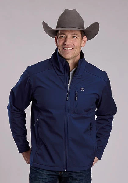Roper 3418 Windowpane Fleece (Navy) - Men's Softshell Jacket