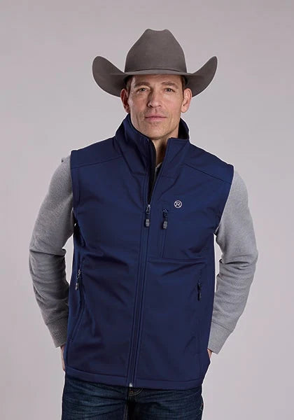 Roper 3148 Windowpane (Navy) - Men's Softshell Vest