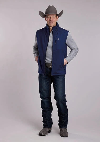 Roper 3148 Windowpane (Navy) - Men's Softshell Vest