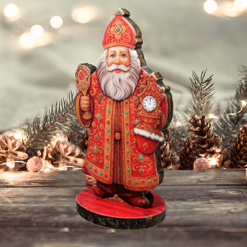 Santas Celebration Limited Edition Wooden Figurine by G. Debrekht - Christmas Centerpiece Snowman Decor - 89320