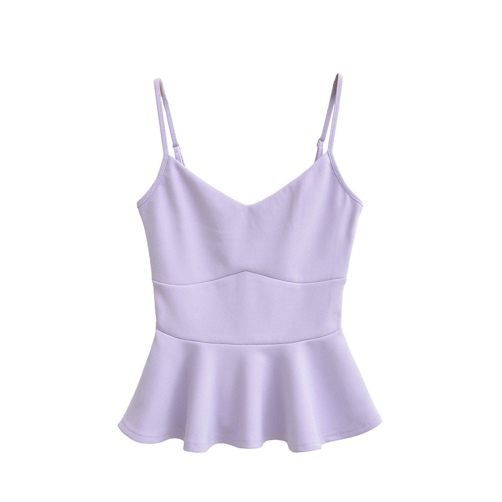 Cropped Ruffled-waistline Slim-fit Camisole Top