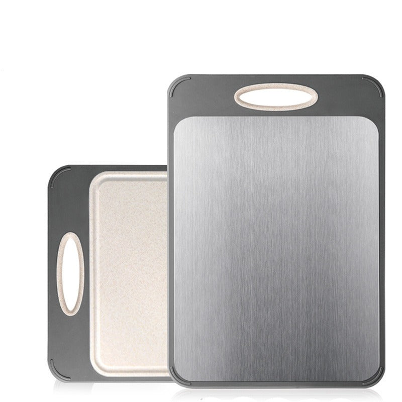 Double-Sided Cutting Board 2-in-1 304 Stainless Steel And PP Chopping Board For Fruit Vegetables Meat Kitchen Cutting Board
