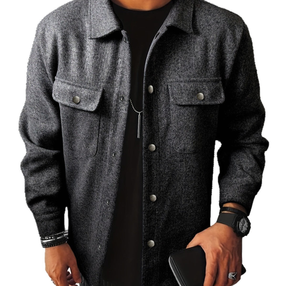 Notch-lapel Jacket Workwear Coat Mens