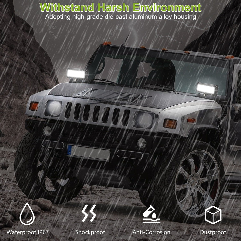 7" LED Light Bar 120W 12000LM LED Work Light Pods Offroad Driving Lights IP67 Waterproof Fog Light Spot Flood Beam for Jeep Trailer Truck Bus Boat