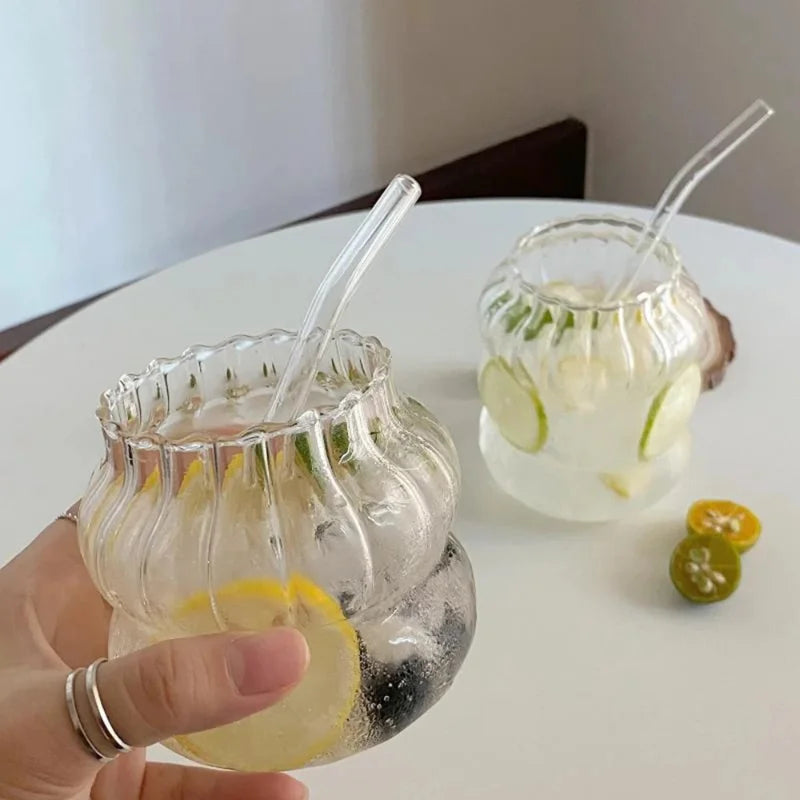 Thickened high borosilicate glass cup household transparent double-layer heat-resistant fruit juice cup