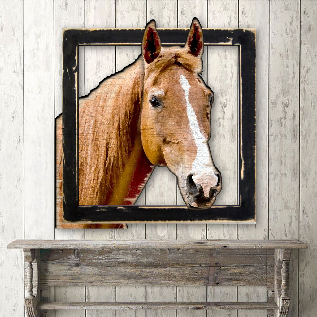 Brown Horse Head in Frame Wall Decor by G. DeBrekht - Nature Wildlife Decor  - G98160
