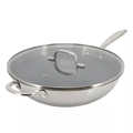 Better Chef 12.5-Inch 3-Ply Stainless Steel Nonstick Wok with Lid