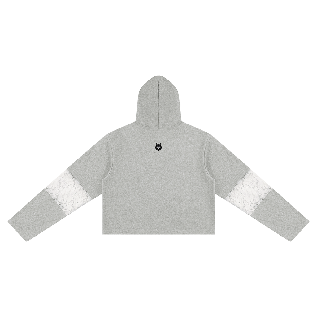 Loki & Ivy Women’s Cropped Lace-Panel Hoodie