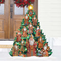 Santa-Themed Christmas Tree Outdoor Indoor Decor Wooden Christmas Decoration by G. Debrekht Christmas Decor - 8191517F