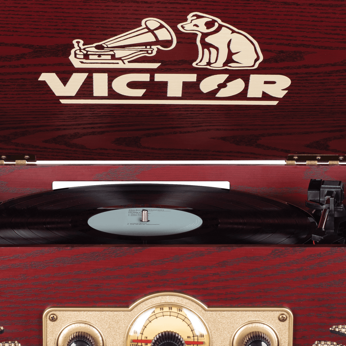 Victor Belmont 8-in-1 Wood Music Center Cherry - Refurbished