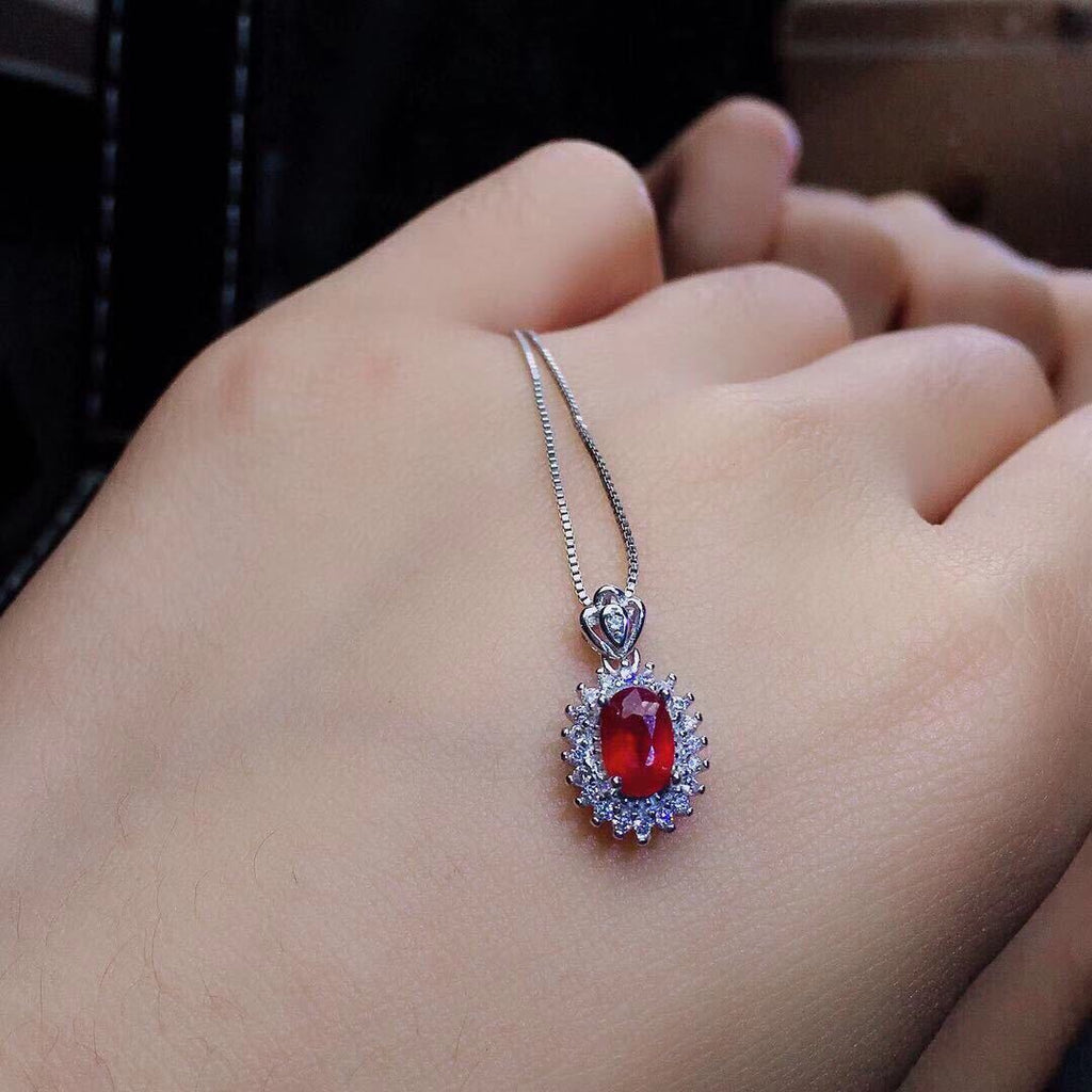Burmese Ruby Crystal Jewelry Set
