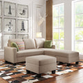 [New] [VIDEO provided] 81.1*76.3*35" Reversible Sectional Couch with Storage Ottoman L-Shaped Sofa Warm Grey