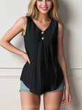 Women's Vest Summer New Style Ladies' Top Elegant V-Neck Sleeveless Vest Buttoned Fashion Vest T-Shirt