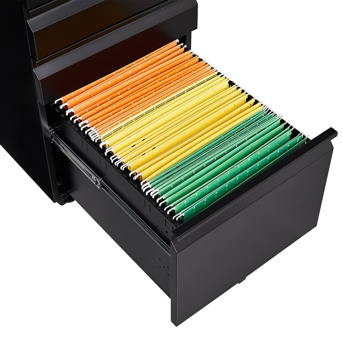 Locked three drawer storage mobile metal filing cabinet with pre installed wheels under the desk filing cabinet