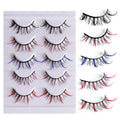 Color false eyelashes 5D multi-layer thick cross mink eyelashes 5 pairs of eyelashes