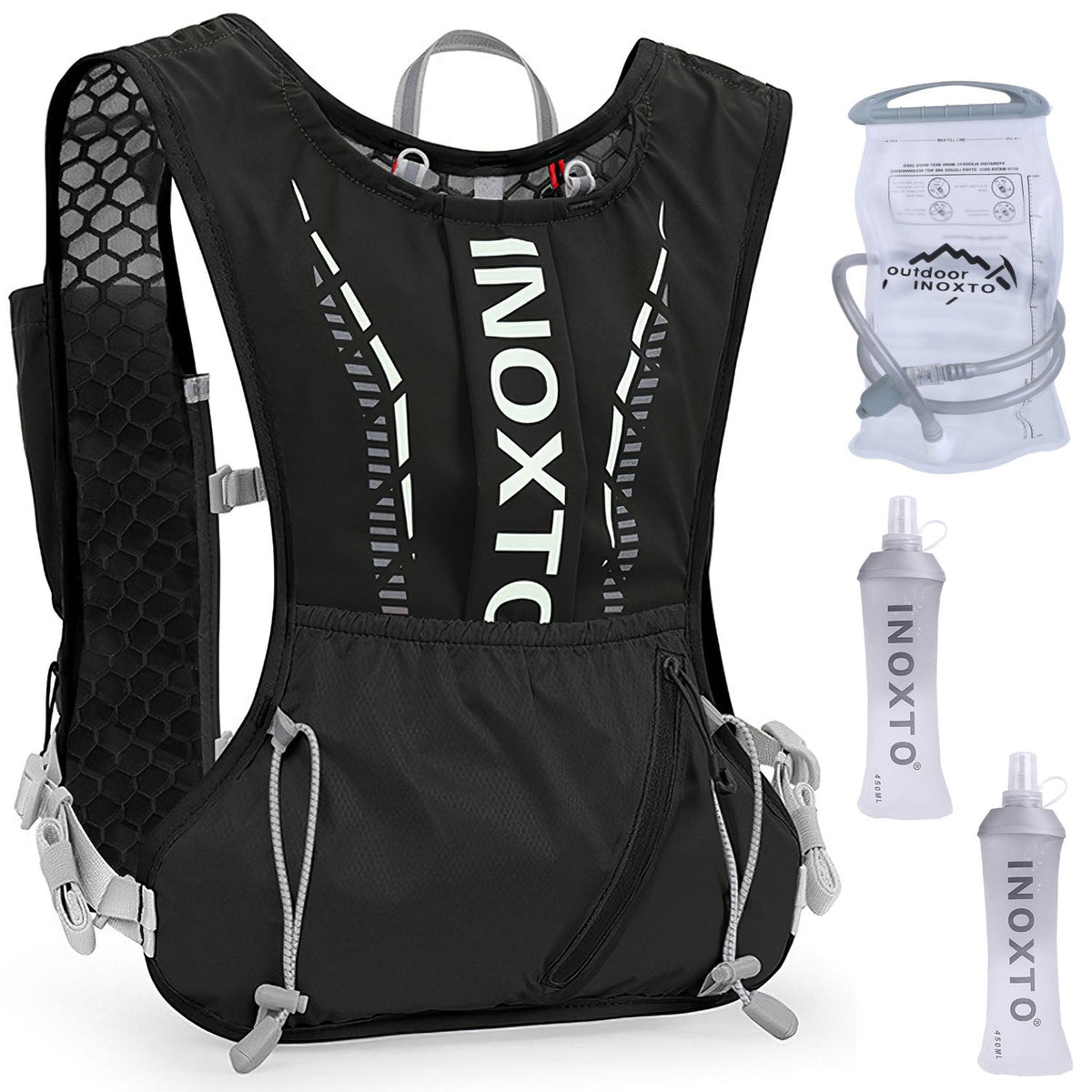 Sport Hydration Vest Running Backpack with 15oz 50oz Water Bladder Adjustable Strap Storage Bag for Trail Running Marathon Race Hiking