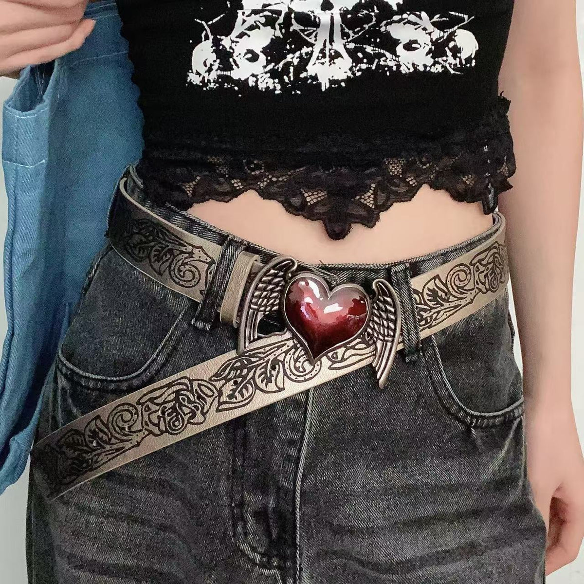 Hip-hop Punk Style Heart Wing Belt