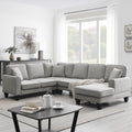 [VIDEO provided] [New] 108*85.5" Modern U Shape Sectional Sofa 7 Seat Fabric Sectional Sofa Set