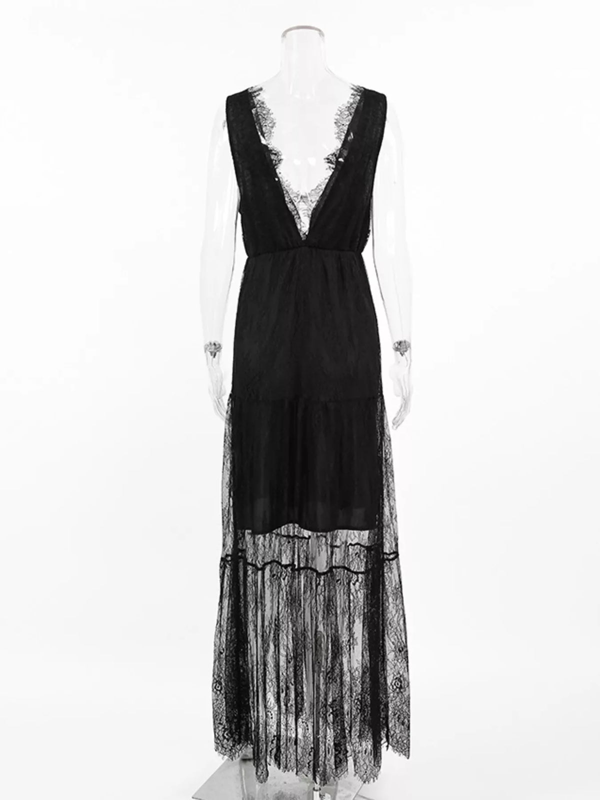 Lace V-Neck Sleeveless Maxi Dress