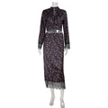 Women's Printed Long-Sleeve Lace Patchwork Two-Piece Skirt Set | S–L
