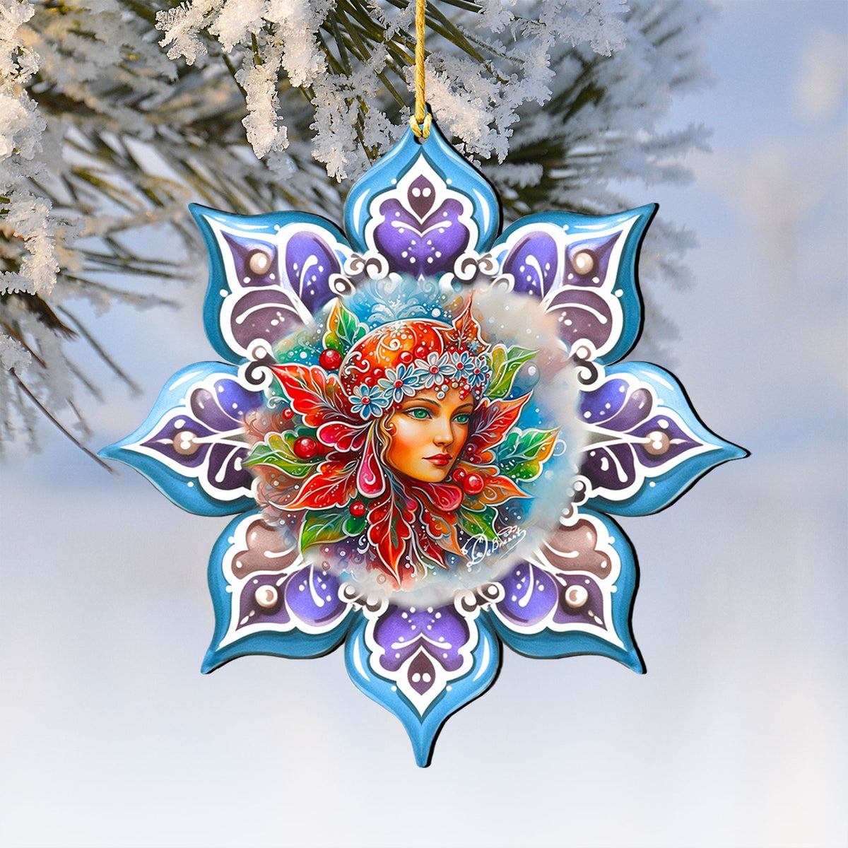 Frosty Fairy Snowflake Large Wooden Ornaments by G. Debrekht - Christmas Decor - 8688403M