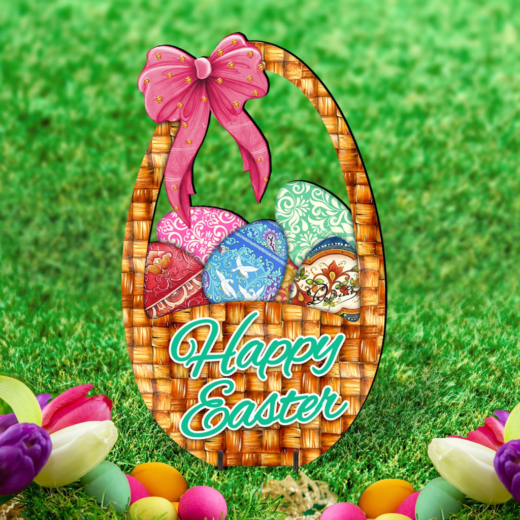 Easter Basket Outdoor Scene  by G. DeBrekht - Easter Spring Decor - 8185309F