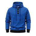 Mens Loose-Fit Striped Hoodie With Three Buttons