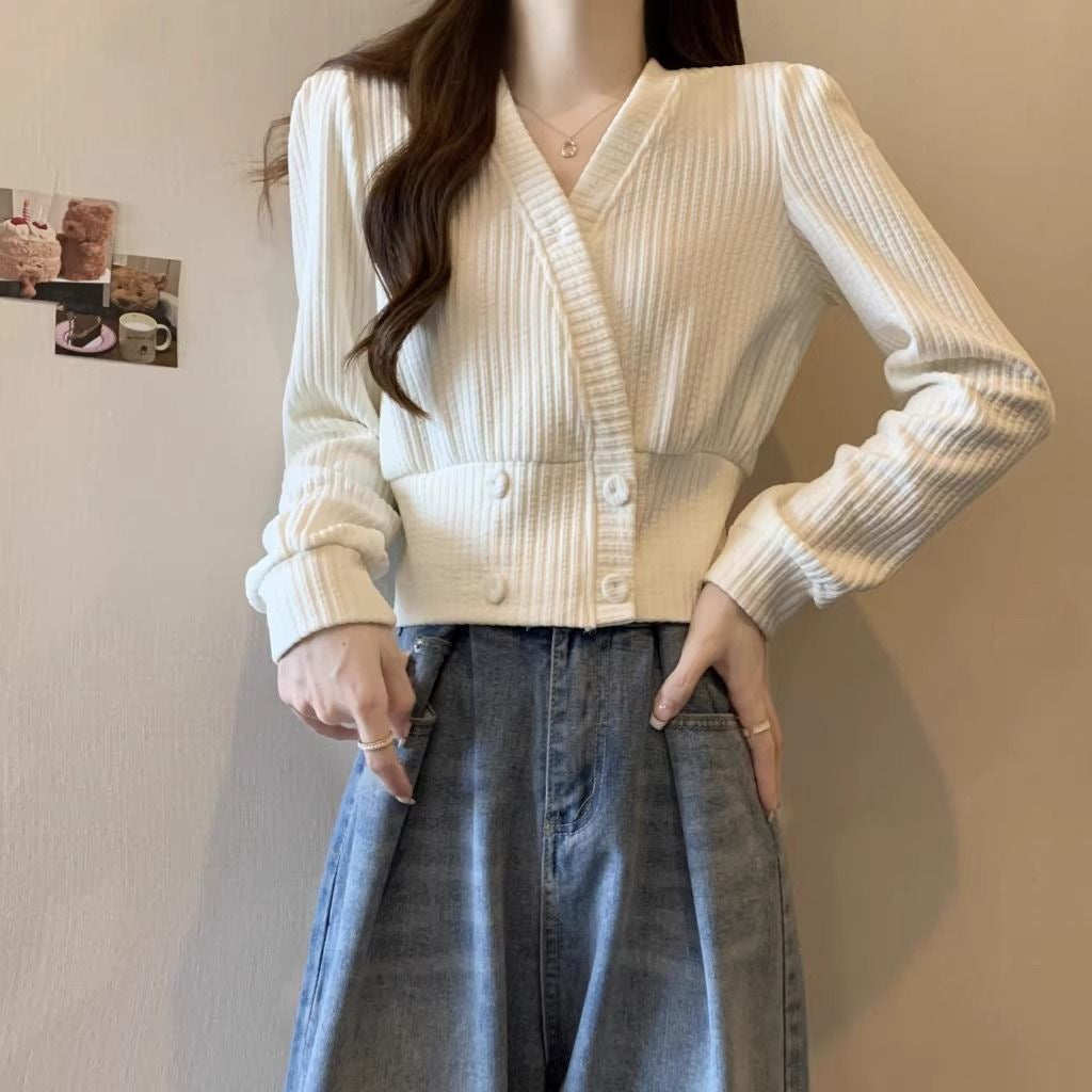 Dropped-shoulder Womens Sweater Fitted Base Layer Top