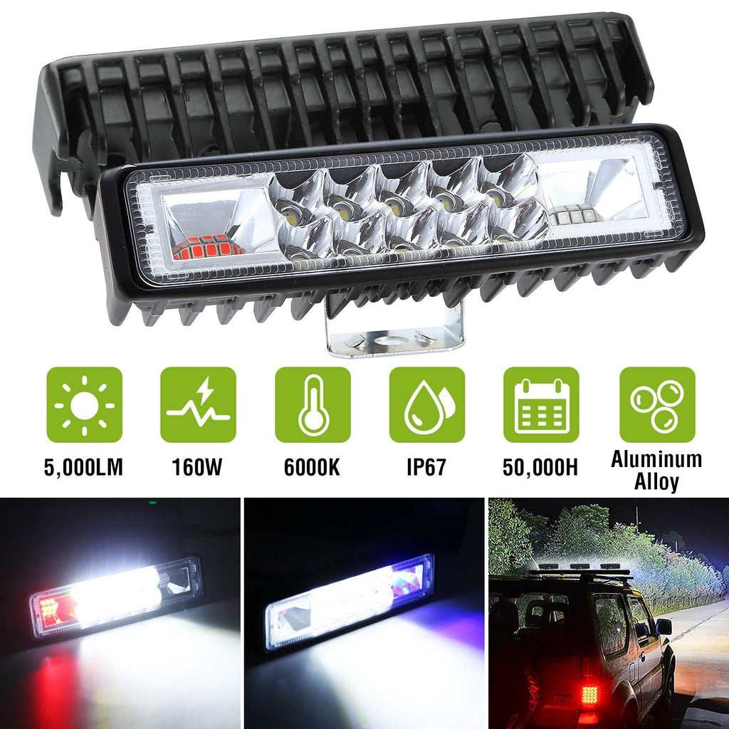 6" LED Light Bar 160W 5000lm Offroad Driving Spot Lights Work Light Pods IP67 Waterproof Fog Light Spot Flood Beam for Jeep Trailer Truck Bus Boat  2P
