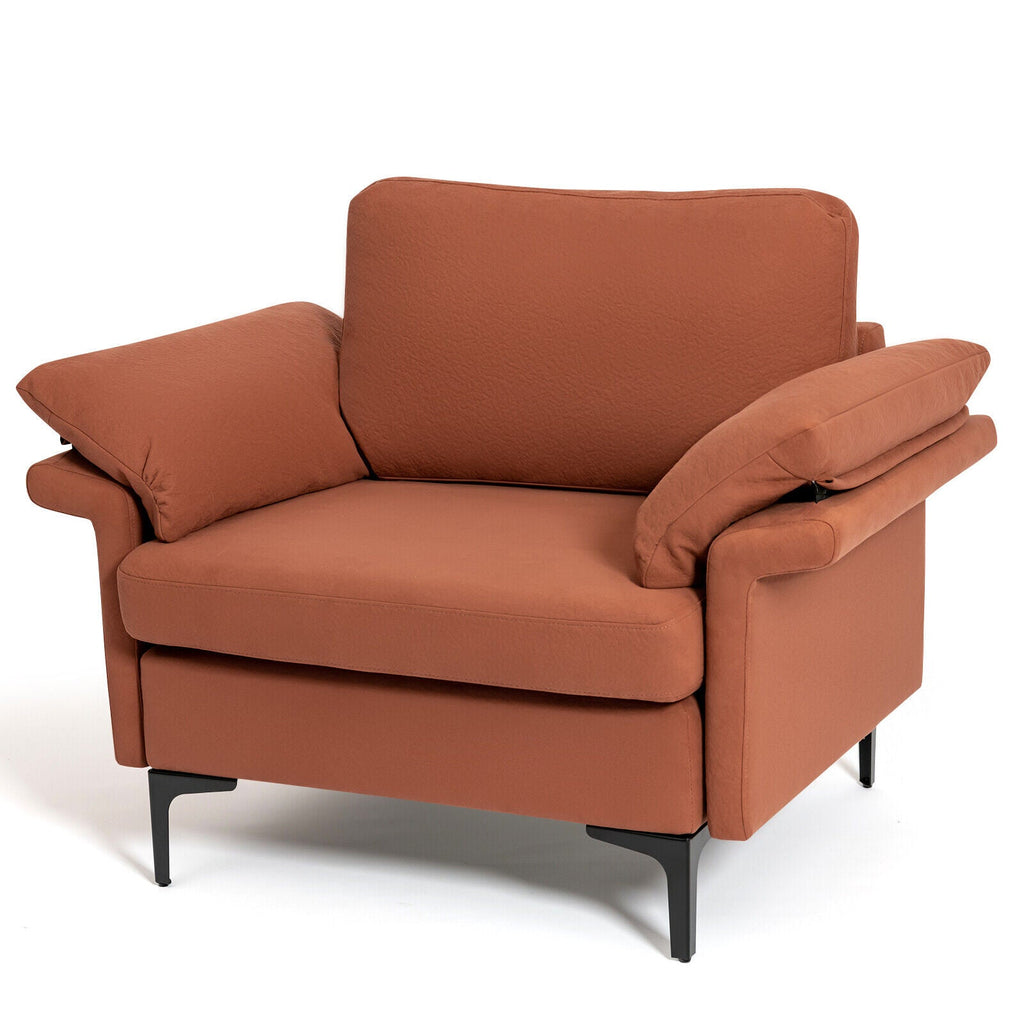 Modern Fabric Accent Armchair with Original Distributed Spring and Armrest Cushions