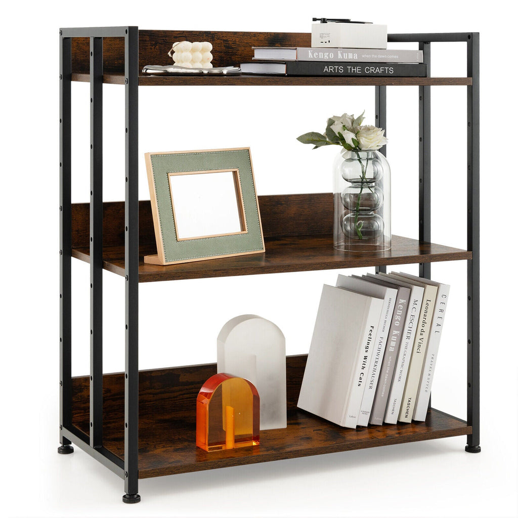 3/5-Tier Industrial Bookshelf Storage Shelf Display Rack with Adjustable Shelves